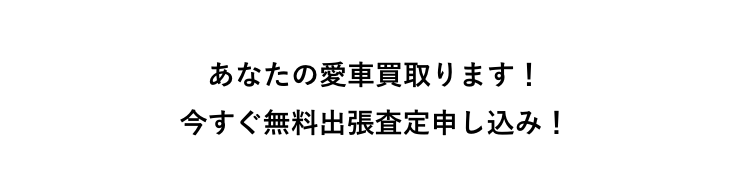 あなたの愛車買取ります!
今すぐ無料出張査定申し込み !